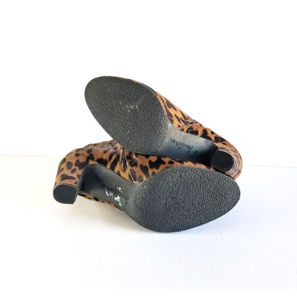 SAM EDELMAN Sianna Leopard Calf Hair Booties Sz 8.5 Heeled Ankle Boots - Picture 10 of 13